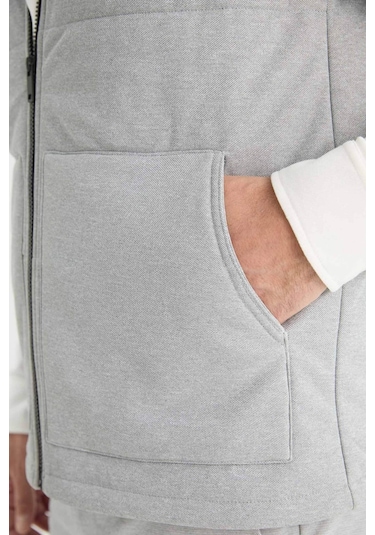 Defacto Regular Fit Dik Yaka Fermuarlı Cepli Yelek E8777ax25augr360 Gri