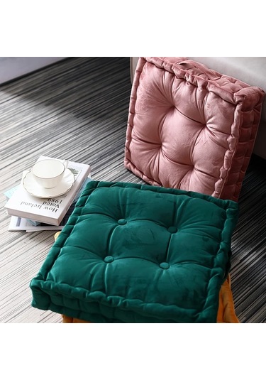 Elmpaly Mavi Kare Puşide Tüm Mevsimler Meditasyon Minderi Mavi