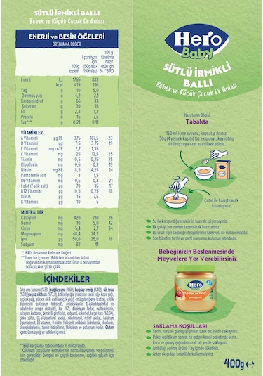 Hero Baby Sütlü İrmikli Ballı 400g X6