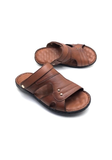 Umut Deri Büyük Numara Ortopedik Masajlı Terlik (485690415)