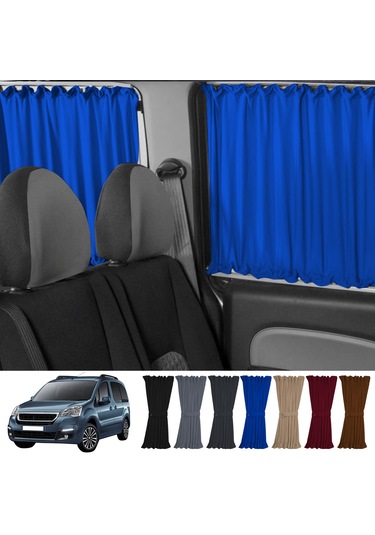 Pandami Peugeot Partner Tepee 2008-2018 Uyumlu Mavi Raylı Oto Perde Takımı