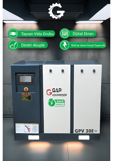 Gap Kompresör İnvertörlü Vidalı Hava Kompresörü 30 HP Tek Makine GPV30e