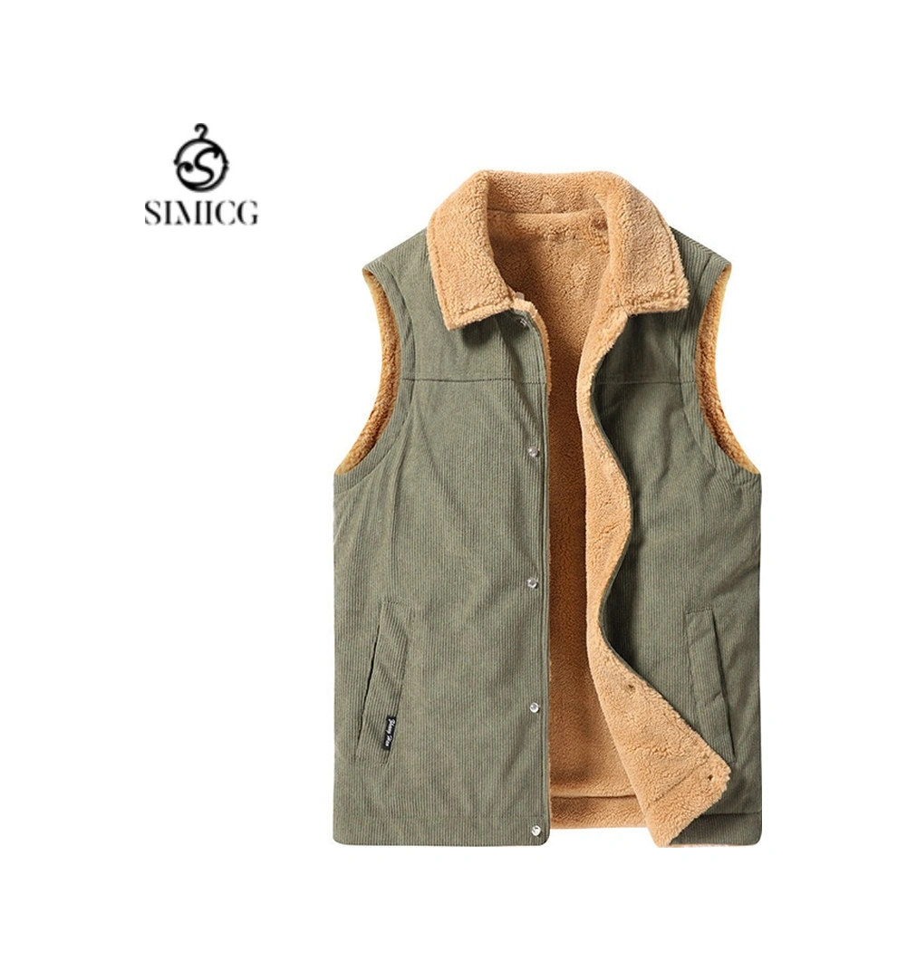 Sonbahar Ve Kış Polar Yelek, Düz Renk Erkek Yeleği, Dik Yaka Yelek Yeşil