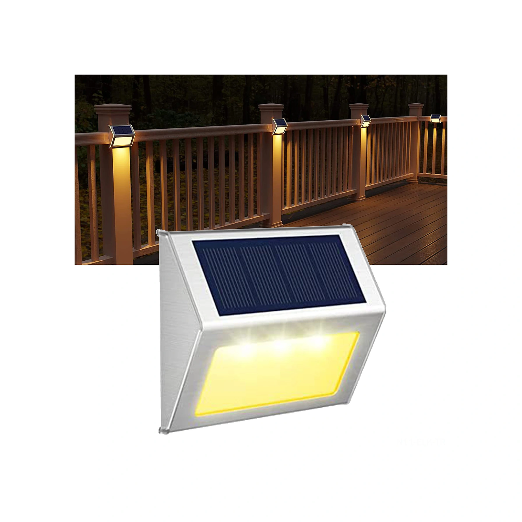 Xindoker Güneş Enerjili 3 Led Isınma Işığı Dış Mekan Merdiven Duvar Çit Aydınlatması Ip44 Paslanmaz Çelik