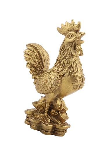 Yaozixa El Yapımı Bakır Horoz Feng Shui Heykeli - Parasal Zenginlik Ve Kötülükten Koruma - 6x5x10 Cm