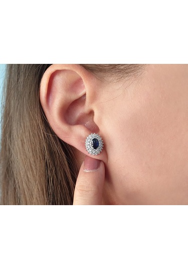 Sirius 0,93 Karat Pırlanta Ve Safir Anturaj Küpe 0804E0081