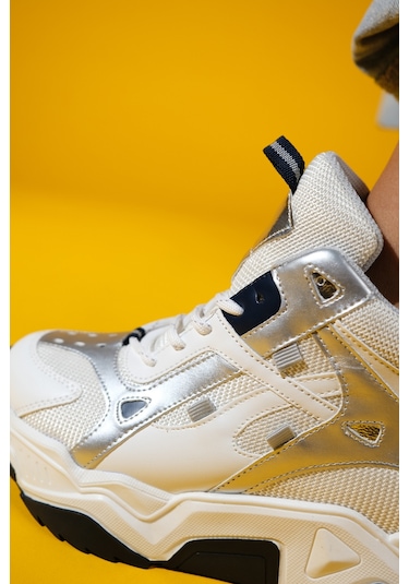 Lowel Beyaz Laci Fermuarlı Ve Bağcıklı Kadın Spor Bot Beyaz - Lacivert