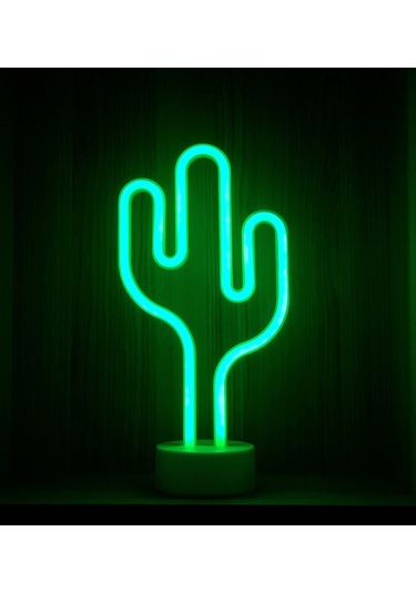 Kaktüs Neon Lamba İstiridye İçinde İnci Kolye Hediye Seti