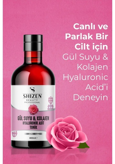 Shizen Beauty Professional Gül Suyu & Kolajen Hyaluronik Asit Tonik 400 ML