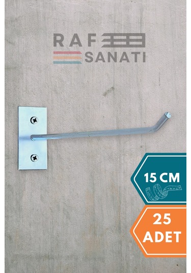 25 Adet Duvar Kancası 15 Cm Duvar Ve Suntaya Monte Askı Galvaniz