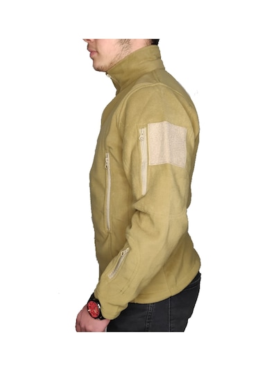 Lıghtınghm Erkek Haki Askeri Taktik Fermuarlı Polar Mont Ceket