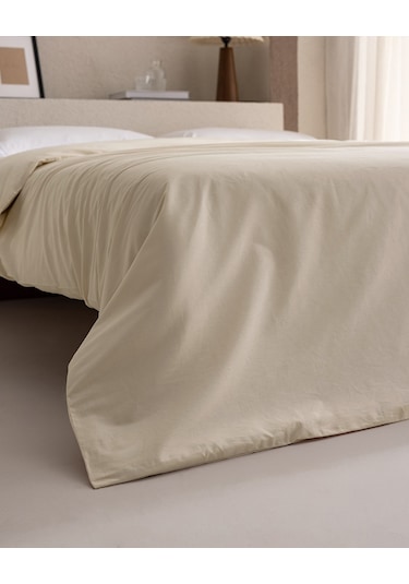 Madame Coco Manon King Size %100 Pamuk Ranforce Düz Nevresim - Bej Ekru