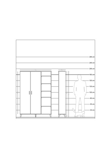 Arges Dolap 7 Raflı 2 Kapaklı Tek Askılı 132x30x195 Antrasit-aytaşı/çam Aytası/atlas Çam