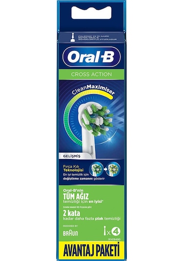 Oral-B Cross Action Clean&Maximiser Şarjlı Diş Fırçası Yedek Başlığı 4'lü
