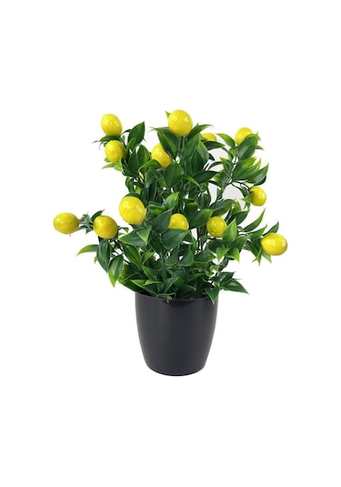 Yapay Çiçek Limon Ağacı Siyah Saksıda Limon 30 CM