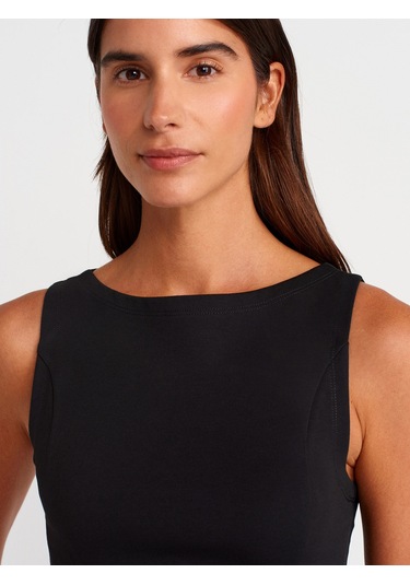 Dilvin 21001 Kayık Yaka Peplum Top-siyah Siyah