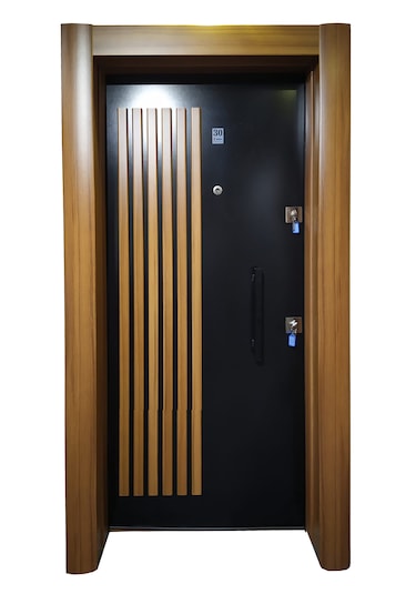 Çelik Kapı Modelleri Ahşap Kaplama Kabartmalı Daire Kapısı Sol 3