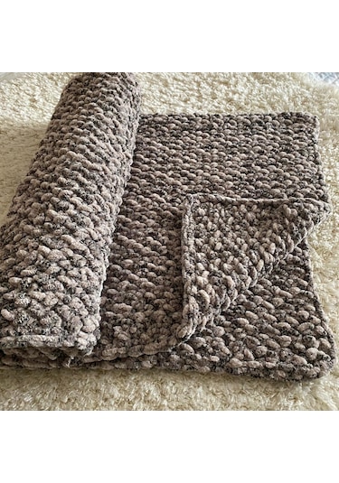 Bebek Battaniyesi Kahve Bej Kadife Kırçıllı 100 X 92Cm Kahverengi