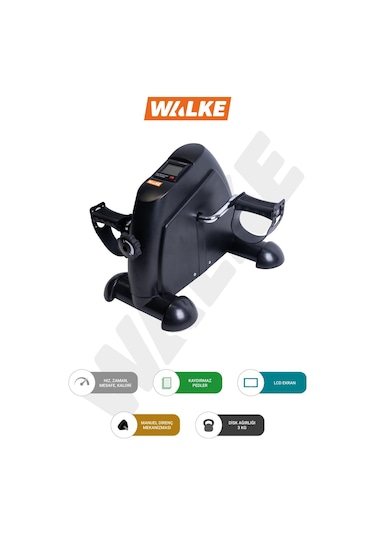 Walke Mini El Ve Ayak Egzersiz Bisikleti Dijital Göstergeli Kondisyon Bisikleti Siyah