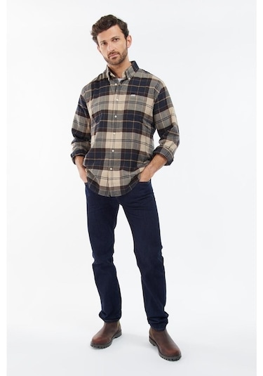Barbour Hogside Tartan Regular Gömlek Tn63 Autumn Dress Krem - Siyah