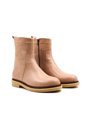 Hakiki Deri Kadın Klasik Bot 866sza321 Vizon