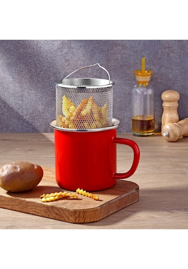Bonera Emaye Derin Kızartma Tavası - 12cm Kırmızı