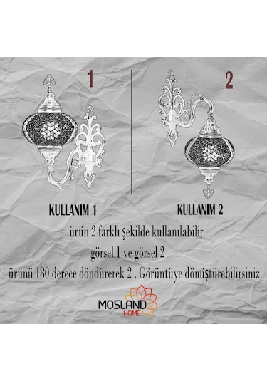 Dekoratif Mozaik Aplik Yeşil Renkli Duvar Lambası Yeşil