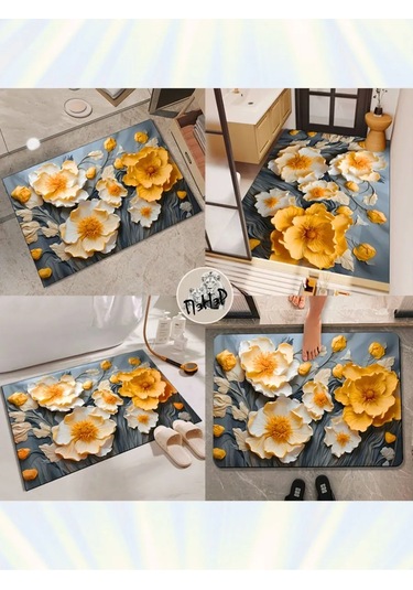 Pener Banyo Ve Tuvalet İçin Kaymaz Hızlı Kuruyan Paspas 394207761 Gri