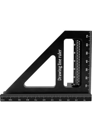 Reedark Alüminyum Ahşapçılık Ölçü Cihazı - 45/90 Derece Açı Ölçümü, Çizim Ve Kalibrasyon İşlevi - Siyah