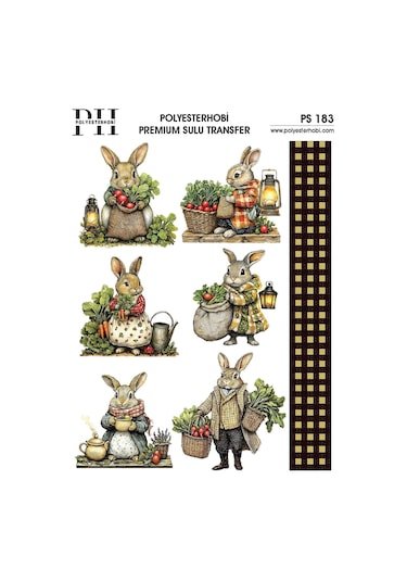 Polyesterhobi Premium Sulu Transfer 25x35 Cm Tavşan Desenli Ps 183