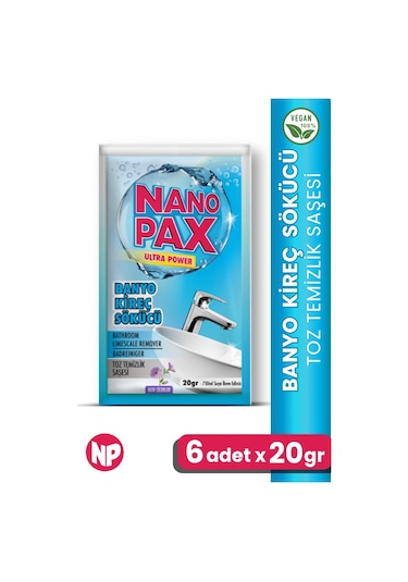 NanoPax Banyo Kireç Sökücü Toz Temizlik Saşesi 6 x 20 G