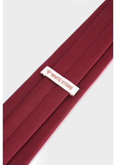 White Stone Bordo Dupont Kumaş Düz Kravat Bordo