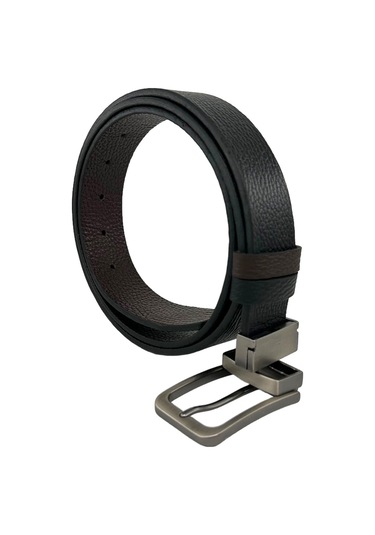 Kahvrengi Siyah Çift Taraflı Hakiki Deri 3.5 Cm.lik Klasik Kemer - 300-809 Lacivert