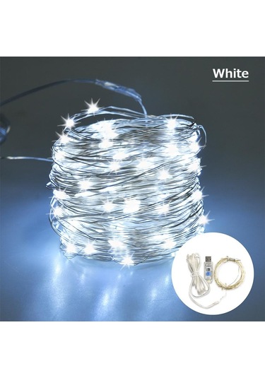 Beyaz Noel Led Işıkları 10 M Peri Işık Usb Yeni Yıl Düğün Parti Tatil Festoon Açık Sokak Çelenk Odası Aydınlatma Süslemeleri Beyaz
