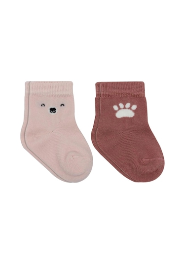 Bistyle Bear Penye Soket Çorap 2'li Bs10116 Pembe Pembe