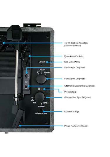 Record Master ST14012 Bluetooth ve Şarj Özellikli Retro Pikap