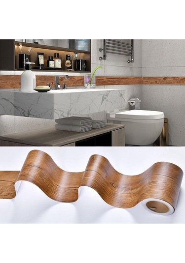 10m/rulo Pencere Eşiği Bel Hattı Duvar Kağıdı Kapı Çerçevesi Kılavuz Çizgisi Ev Dekorasyonu Süpürgelik Çizgisi Açık Kahverengi