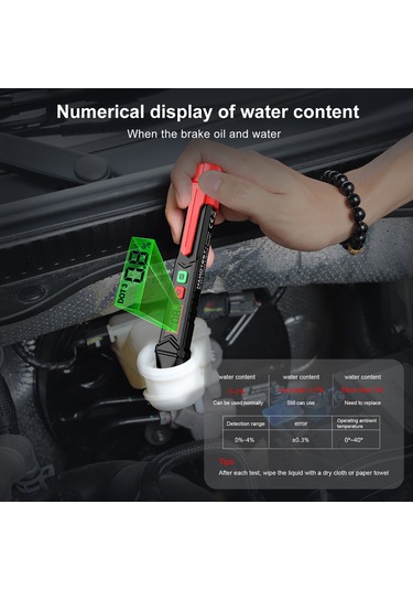 Springsun Habotest Ht662 Fren Hidroliği Test Kalemi - Lcd Dijital+sesli-ışıklı Alarm+3 Renkli Arka Işık İle Otomobil/motosiklet Test Cihazı