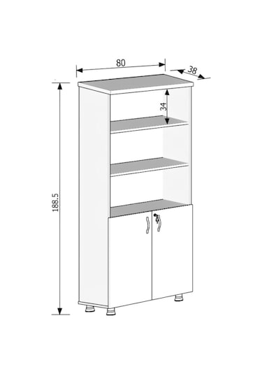 Modüler Dünyası Kapaklı Kitaplık Dosya Dolabı Meşe - 80X38X188 Meşe
