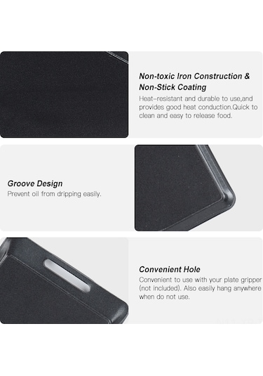 Xiyyadms Dış Mekan Piknik İçin Demir Mini Izgara Tepsisi - 13x8.5 Cm, 294 Gr Siyah