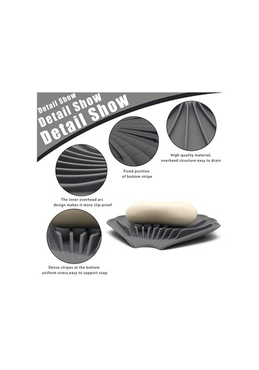 15x12.5x1.5cm Boşaltılabilir Silikon Sabun Kutusu Delik Deflektör Sabunluk Kabuk Şekli Kaymaz Sabunluk Süt Mavisi