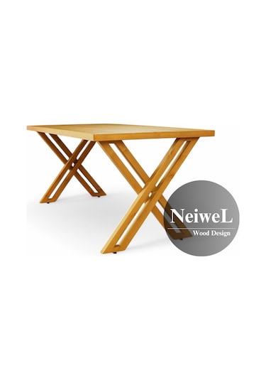 Neiwel Ken Doğal Ahşap Yemek Masası-80-160 Açık Ceviz