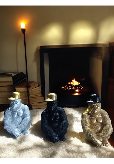 10cm -18cm Ebatlarında Kırılmaz Polyester,sarı Renk Goril Biblo