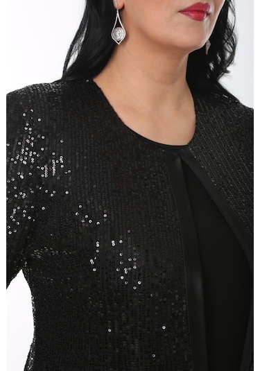 Büyük Beden 3786 Siyah Ceket+bluz Takım 001