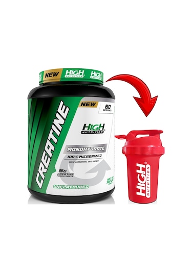 High Nutrition Mikronize Creatine Monohydrate 300 G 60 Servis 1 Serviste 5 G Kreatin Kreatine Saf Aromasız + Shaker