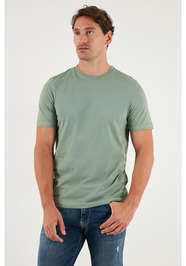 Buratti Pamuklu Regular Fit Bisiklet Yaka Erkek T Shirt 59020204 Elma Yeşili