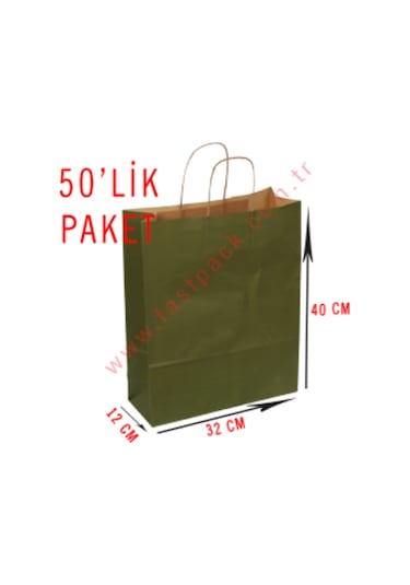 50 Adet 32X40 Cmlik Saplı Renkli Kraft Kağıt Poşet Çanta