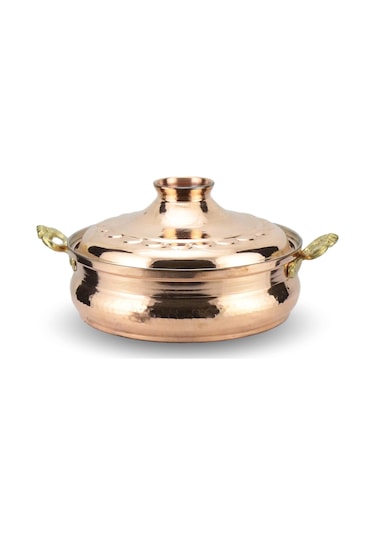 El Dövmesi Derin Karnıyarık Bakır Tencere 21 CM