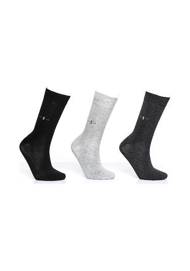 Erkek 12 Çift Pamuklu Küçük Arma Desen Asortili Çorap Soket Siyah