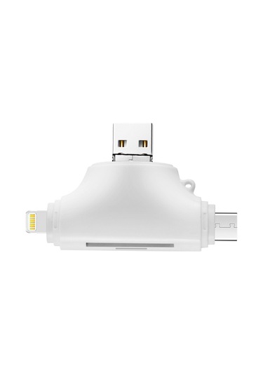 Microcase AL2743 4 in 1 SD Kart Okuyucu Type-C Lightning Micro USB to USB Çevirici Beyaz